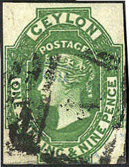 1'9 Sh'P. grün a. weissem Papier, allseits vollrandiges, ...