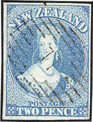 2 P. hellblau, sehr farbfrisches, allseits breit gerandetes Exemplar, ...