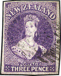 Freimarken 1862, hier 2 P. blau (Nr. 14a), 3 P. braunviolett (Nr. 15) ...