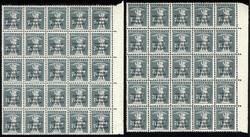 3 Rp. - 15 Rp. fetter Aufdruck 1918 in mittig senkrecht gefalteten ...