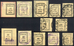 Vilnaer Ausgabe II 1918, Lot von 12 Werten in Type I bzw. II, # oder ...