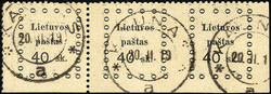 40 Sk. Kaunas-Ausgabe II im waagerechten 3er-Streifen aus der rechten ...