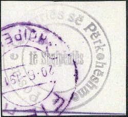 1 Pia. schwarz, 4eckig geschnitten, auf gestreiftem und Wz.-Papier, ...