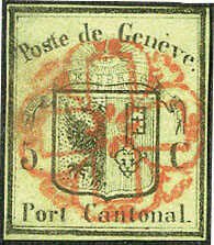 kleiner Genfer Adler 1845, farbfrisch, allseits sehr gut gerandet, ...