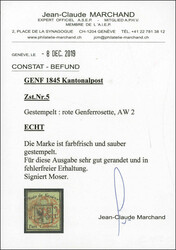 kleiner Genfer Adler 1845, farbfrisch, allseits sehr gut gerandet, ...