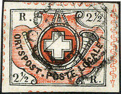 2 1/2 Rp. Winterthur 1850, farbfrisch, allseits breitrandig, unten ...