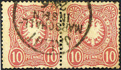 10 Pfg. dunkelrosarot im waagerechten Paar, sauber # K1 "Jaluit 24/6  ...