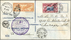 Atlantikflug 1935 auf sauberem Vordruckbrief, aufgegeben in den USA, ...