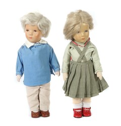 2 Puppen Käthe Kruse, ca. 1980er Jahre, Kunsstoffköpfe, 1x Modell ...