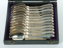 Satz von 12 Kaffeelöffeln Carl Osterberg, Stuttgart, 1886, Silber ...