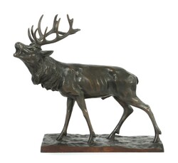 Bildhauer des 19./20. Jh. ''Röhrender Hirsch'', Bronze patiniert, ...