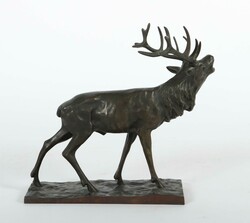 Bildhauer des 19./20. Jh. ''Röhrender Hirsch'', Bronze patiniert, ...