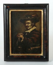 Maler des 19. Jh. ''Herrenportrait'', Portrait eines Mannes mit Hut, ...