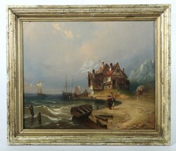 Maler des 19. Jh. ''Küstenlandschaft'', mit Segelbooten, ...