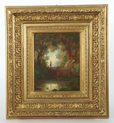 Maler des 19. Jh. ''Arkadische Landschaft'' mit Wasserträgerin und ...