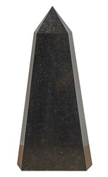 Obelisk polierter, schwarzer Stein als 6-seitige Stele, sich nach ...