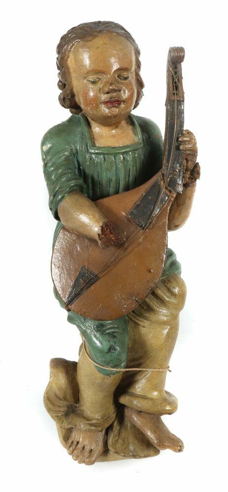 Bildschnitzer des 17./18. Jh. ''Engel mt Laute'', Holz geschnitzt, ...