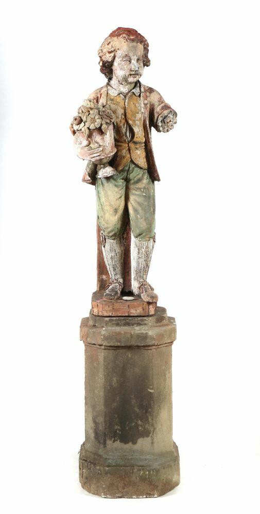 Bildhauer des 18. Jh. ''Gärtnerkind'' als Gartenskulptur, Ton farbig ...