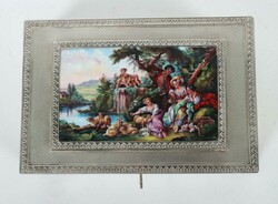 Feine Schmuckschatulle mit Porzellanbild Juwelier Schilling, ...