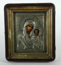 Ikone Muttergottes von Kazan mit Silberoklad Russland, 19. Jh., ...