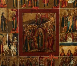 Festtagsikone Russland, 19. Jh., Mehrfelderikone, im Zentrum die ...