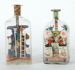 Paar Geduldsflaschen wohl Süddeutschland, 19./20. Jh., Holz bemalt, ...