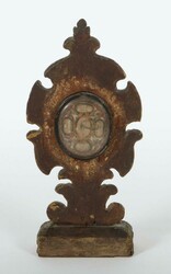 Reliquiar wohl süddeutsch, 19. Jh., Holz, goldfarbig gefasst, ...