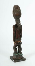 Weibliche Figur der Baule Elfenbeinküste, dunkelbraunes Holz mit ...