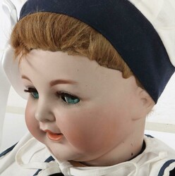 Puppe Simon &amp; Halbig, Nr. 126, Porzellankurbelkopf, blaue ...