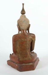Buddha Burma, Mitte 20. Jh., Lacquerware, schwarz grundiert, rot ...