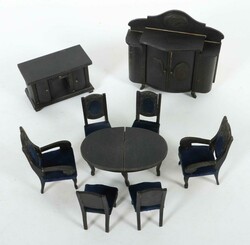 Wohn/Esszimmer-Stubenmöbel um 1920/30, Holz, schwarz gebeizt, 6 ...