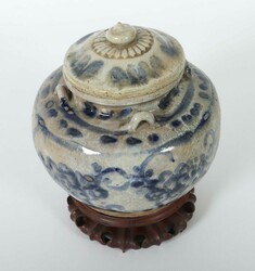 Ingwertopf China, wohl 17./18. Jh., Steingut, blaues Unterglasurdekor ...