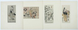 8 Holzschnitte Japan, 20. Jh., auf feinem Pergament im Passepartout, ...