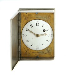 Spindeltaschenuhr als Büchlein Ende 18. Jh., Emaillezifferblatt mit ...