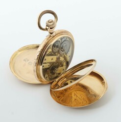 Goldtaschenuhr Um 1900, Herrentaschenuhr mit filigranem Muster, ...