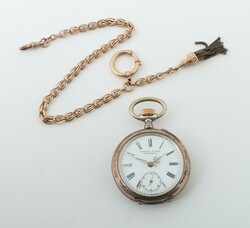 Taschenuhr & Uhrenkette 20. Jh., Taschenuhr in Silber 800, punziert, ...