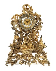 Kaminuhr mit Rendezvous-Szene Frankreich, 19. Jh., römische ...