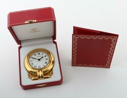 Cartier Tischuhr 20. Jh., Cartier Tischuhr mit klappbarem Fuß, Stahl ...