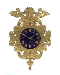 Kleine Carteluhr Spindeluhrwerk wohl 18. Jh. mit gravierter Platine ...