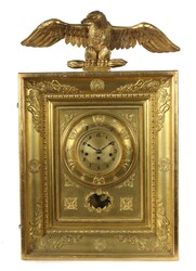 Wiener Rahmenuhr mit Adleraufsatz 19. Jh., Bronzezifferblatt mit ...