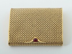 Goldpuderdose 20. Jh., Dose in Flechtoptik mit eingefasstem Spiegel, ...