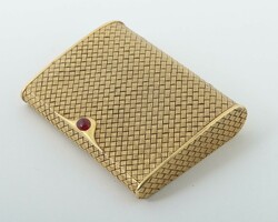 Goldpuderdose 20. Jh., Dose in Flechtoptik mit eingefasstem Spiegel, ...