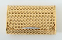 Goldetui mit Diamanten 20. Jh., Etui in Flechtoptik mit ...