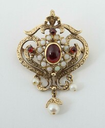 Florale Brosche/Anhänger 20. Jh., florale Brosche mit Anhängeröse ...