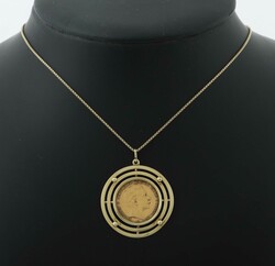 Münzanhänger mit Kette 20. Jh., Münzanhänger-Fassung in Gelbgold ...