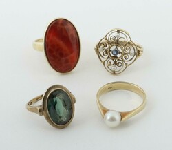 4 Goldringe 20. Jh., Konvolut mit 4 Ringen, Gelbgold 333/585, bes. ...