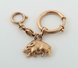 Tierfigur-Anhänger 20. Jh., kurze Kette mit Schweinfigur und ...