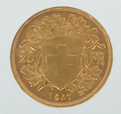 20 Franken-Goldvreneli Schweiz, 1947, Gold 900, ca. 6,45 g, averse ...