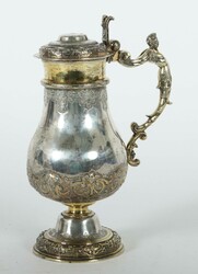 Großer Deckelkrug dat. 1714, Silber part. vergoldet, ca. 1.205 g, ...