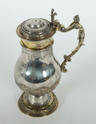 Großer Deckelkrug dat. 1714, Silber part. vergoldet, ca. 1.205 g, ...